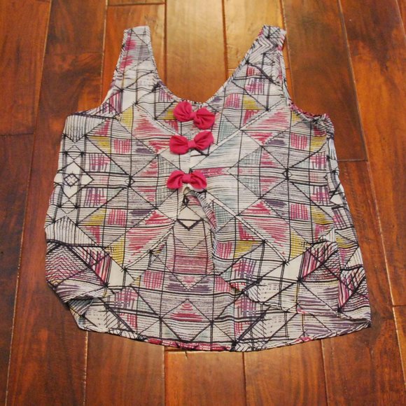 Forever 21 Line Print Bow-Back Top - Picture 2 of 5
